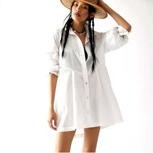 Free People Hannah Poplin Mini Shirt Dress SZ S
